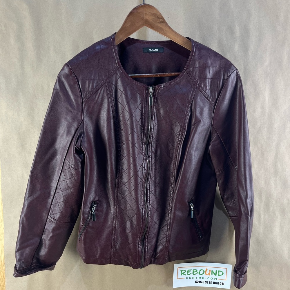 Alfani Women's Deep Burgundy Leather Jacket (Size L)